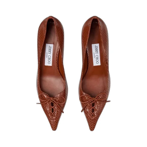 50Mm Scarlett Lace-Up Snakeskin-Effect Pumps