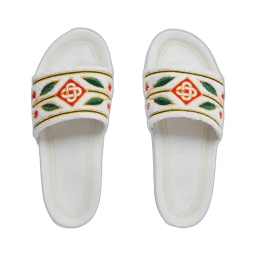 Casablanca Logo Detailed Terry Slides
