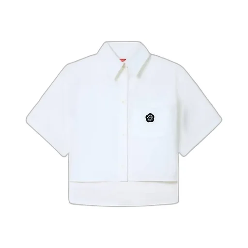 Short Dropped Shoulders Shirt In Cotton Poplin Boke Flower 2.0