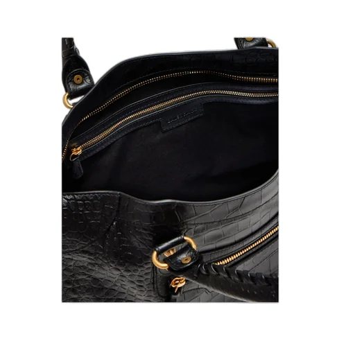Medium Le City Crocodile-Embossed Top-Handle Tote Bag