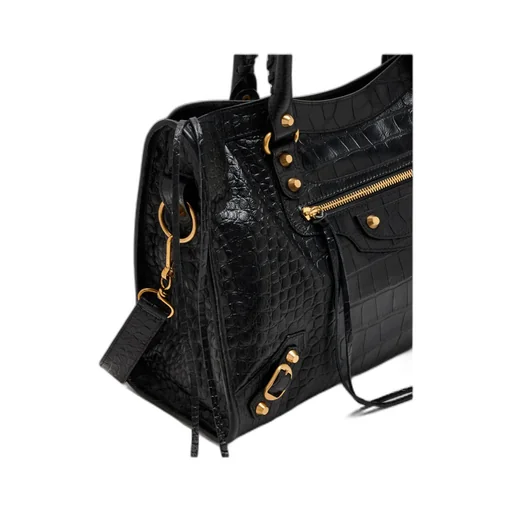 Medium Le City Crocodile-Embossed Top-Handle Tote Bag