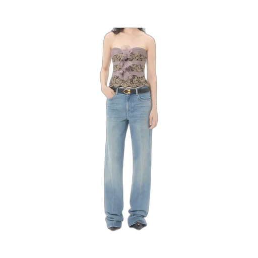 Valentino Logo Patch Straight Leg Jeans