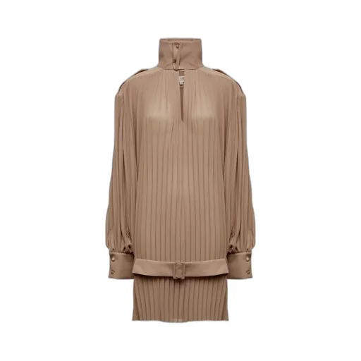 Mm6 Maison Margiela High-Neck Pleated Mini Dress