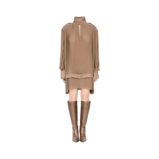 Mm6 Maison Margiela High-Neck Pleated Mini Dress