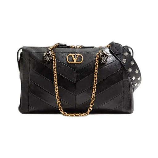 Valentino Panthea Logo Plaque Quilted Shoulder Bag