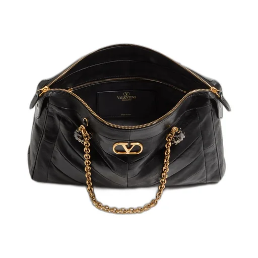 Valentino Panthea Logo Plaque Quilted Shoulder Bag