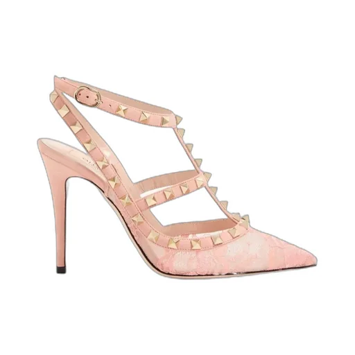 Valentino	Garavani Rockstud Pointed Toe Lace Pumps
