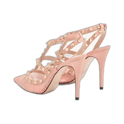 Valentino	Garavani Rockstud Pointed Toe Lace Pumps