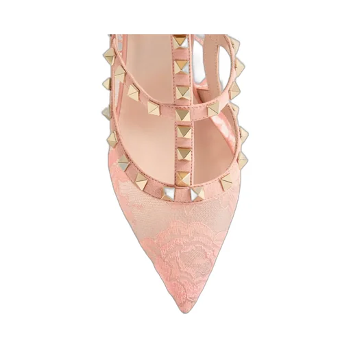 Valentino	Garavani Rockstud Pointed Toe Lace Pumps