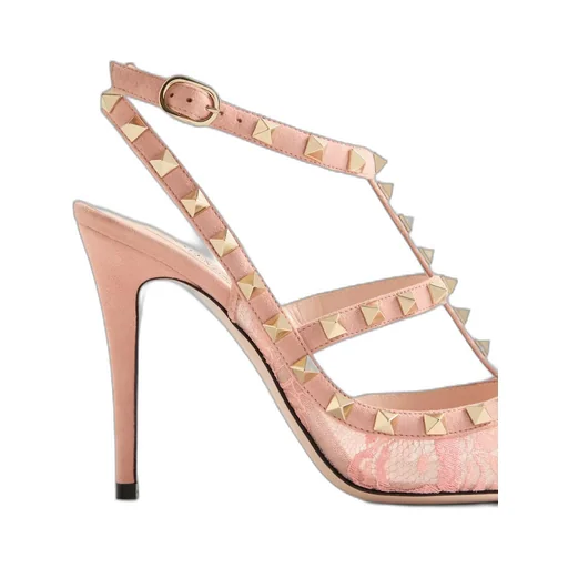 Valentino	Garavani Rockstud Pointed Toe Lace Pumps