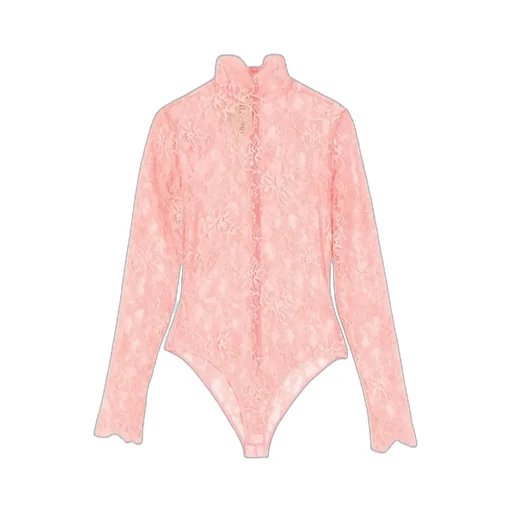 Valentino Lace Detailed Mock Neck Bodysuit