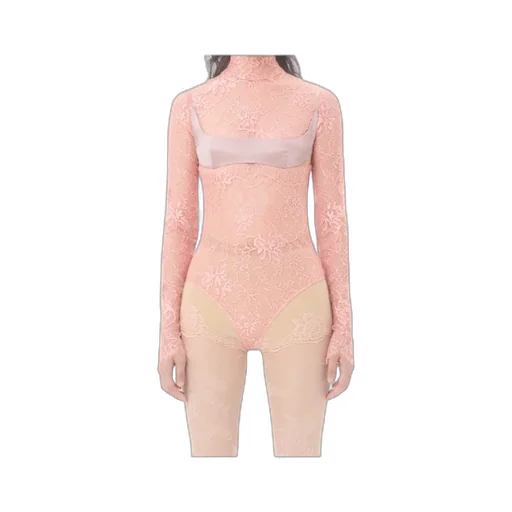 Valentino Lace Detailed Mock Neck Bodysuit