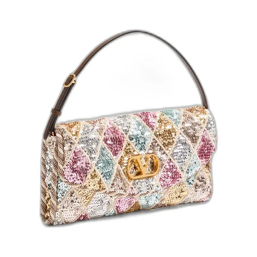 Valentino	Vain Soft Embellished Foldover Top Small Shoulder Bag