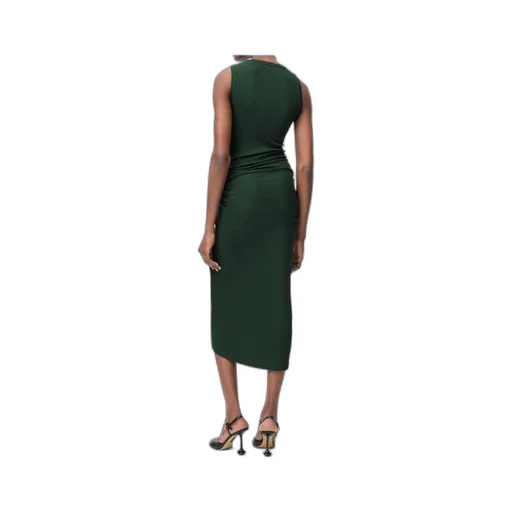 Draped Fine-Ribbed Dress