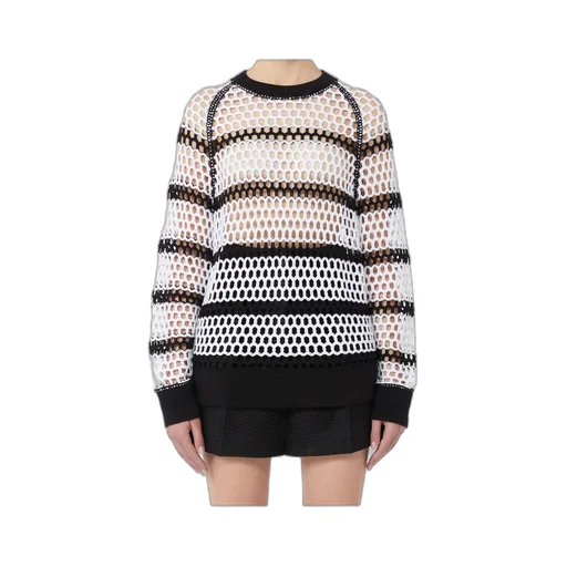 Mesh-Knit Cotton Sweater