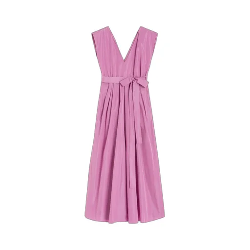 Long Taffeta Dress With Belt