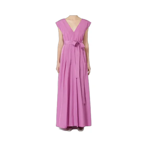 Long Taffeta Dress With Belt