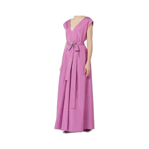 Long Taffeta Dress With Belt