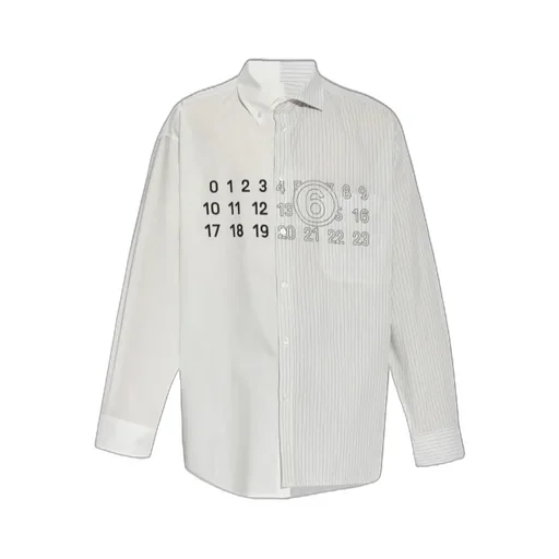 Mm6 Maison Margiela Panelled Stripe Detailed Long-Sleeve Shirt