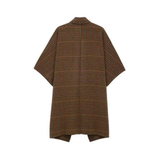 Saint Laurent Plaid Short-Sleeved Cape
