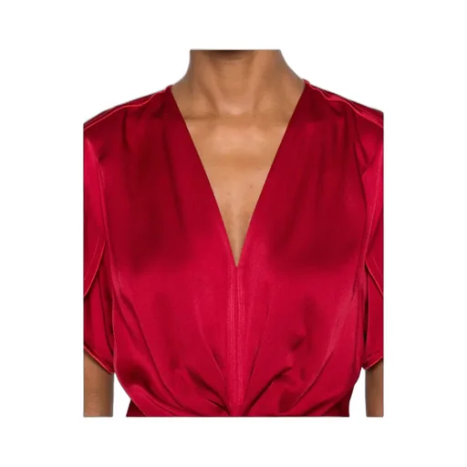 Victoria Beckham V-Neck Gathered-Detail Midi Dress