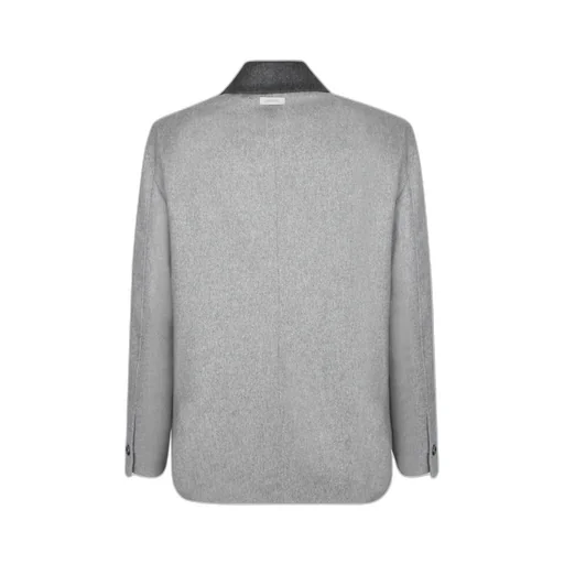 Contrast-Collar Wool Shirt Jacket