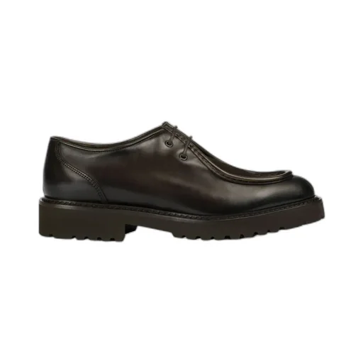 Two-Hole Leather Lace-Up With “Earth” Brown Suede Detail