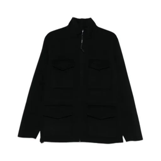 Ocketed Zipped Single-Breasted Coat