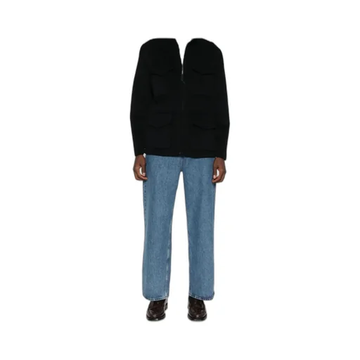 Ocketed Zipped Single-Breasted Coat