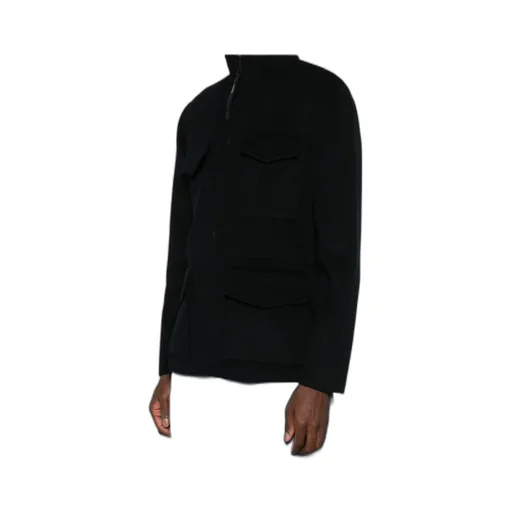 Ocketed Zipped Single-Breasted Coat