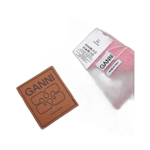 Ganni Logo Patch Fringed Edge Scarf