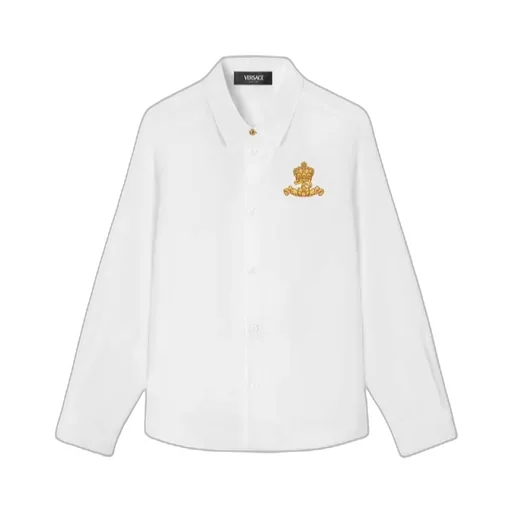 Versace Kids Logo Embroidered Long Sleeved Shirt