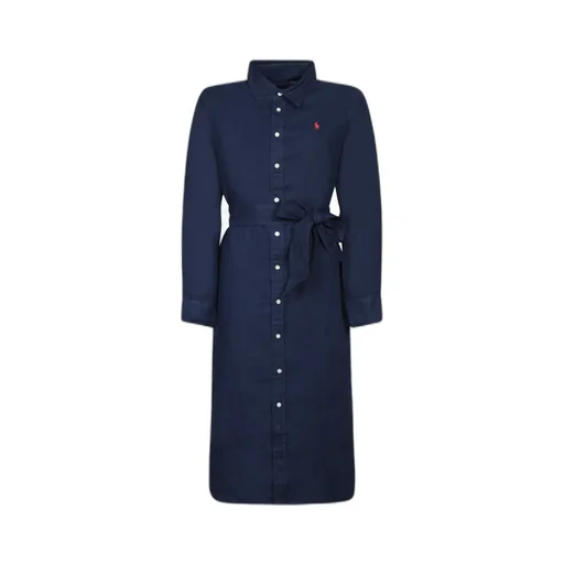 Polo Ralph Lauren Pony Embroidered Tied-Waist Midi Shirt Dress
