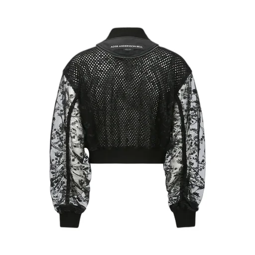 Layered Logo Lace Short Bomber Jacket