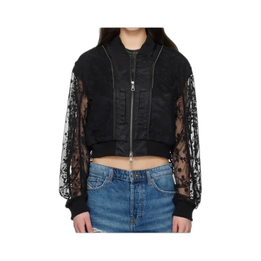 Layered Logo Lace Short Bomber Jacket
