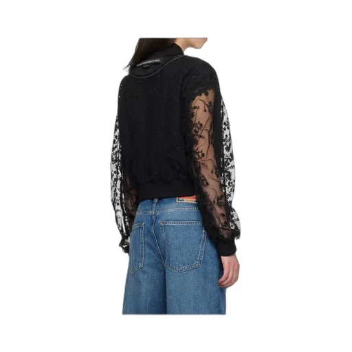 Layered Logo Lace Short Bomber Jacket