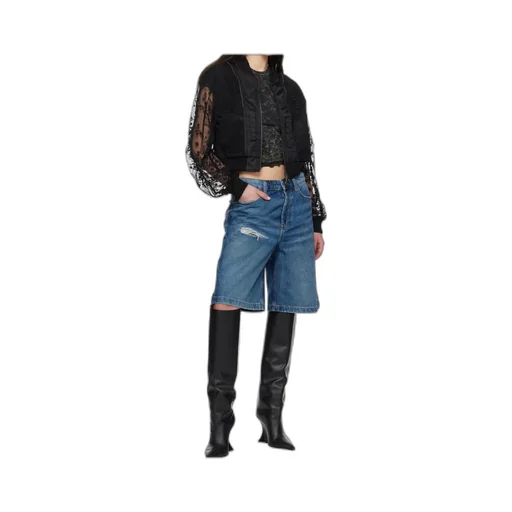 Layered Logo Lace Short Bomber Jacket