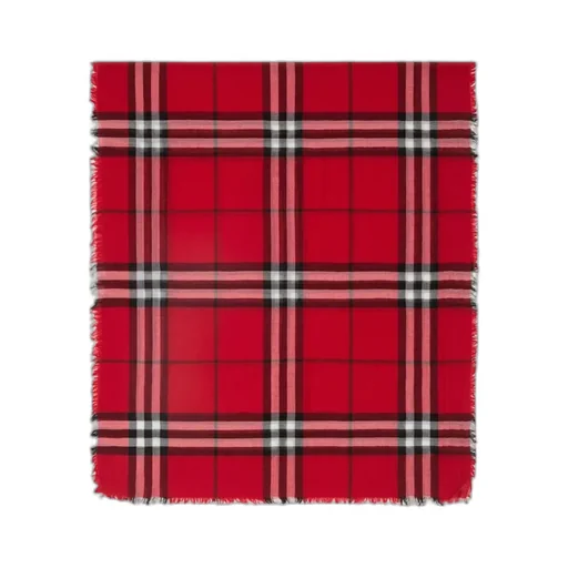 Wide Check Wool Scarf