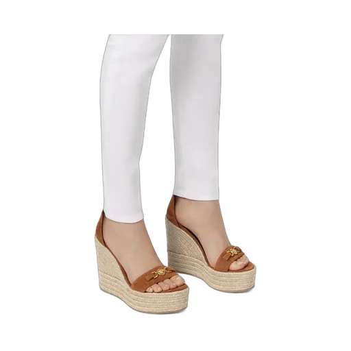 Versace Round-Toe Wedge Sandals