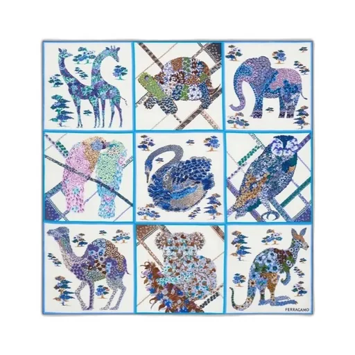Patchwork Print Silk Scarf