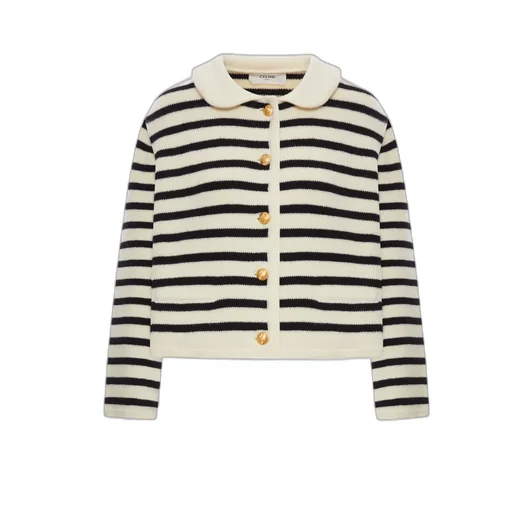 Cardigan Jacket In Striped Wool