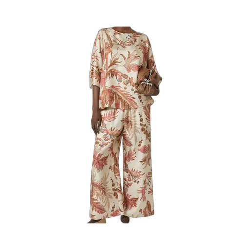 Printed Silk Twill Trousers