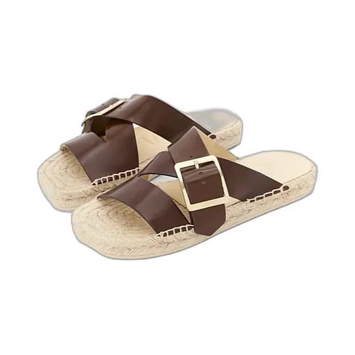 Petal Espadrille Slide In Vegetable-Tanned Calfskin