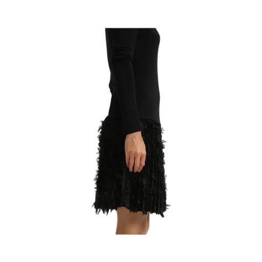 Jersey Dress With Feathered Plissé Pleats