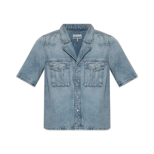 Ganni Short-Sleeved Denim Shirt