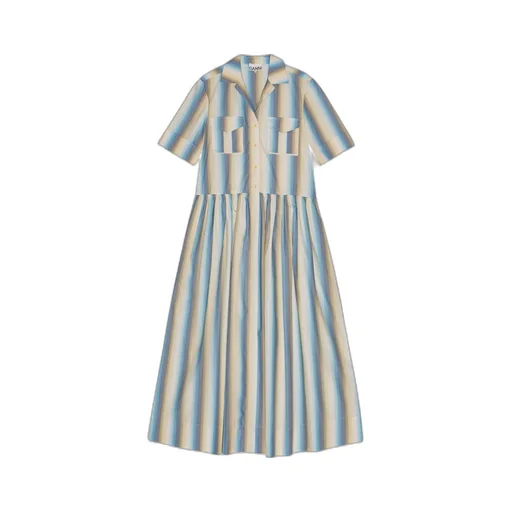 Ombre Striped Maxi Shirt Dress
