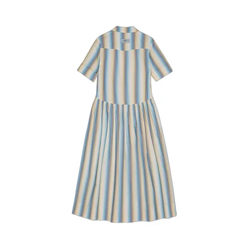 Ombre Striped Maxi Shirt Dress