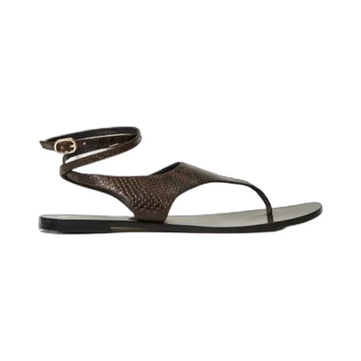 Snakeskin-Effect Flat Sandals