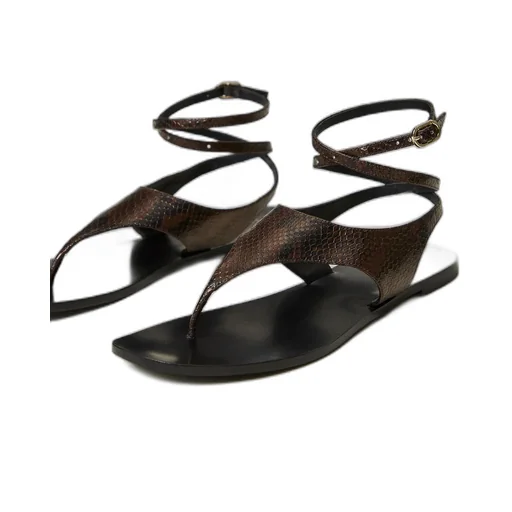 Snakeskin-Effect Flat Sandals