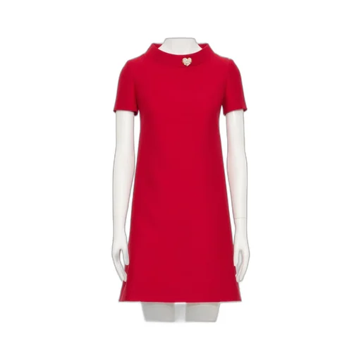 Valentino Heart Embellished Short-Sleeved Dress